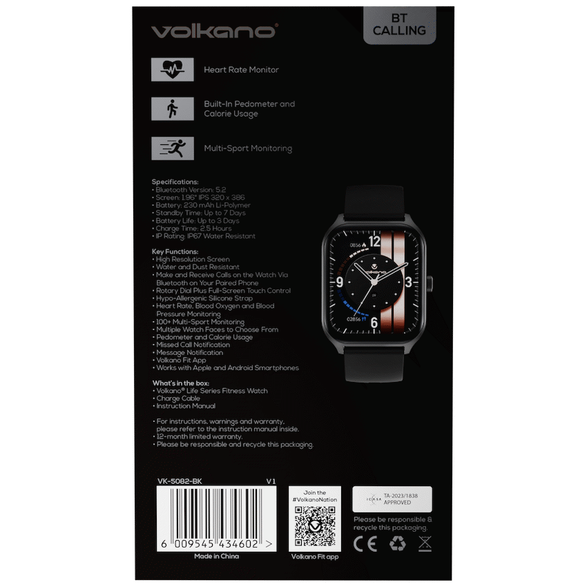 Volkano Life Series Smart Watches - Black