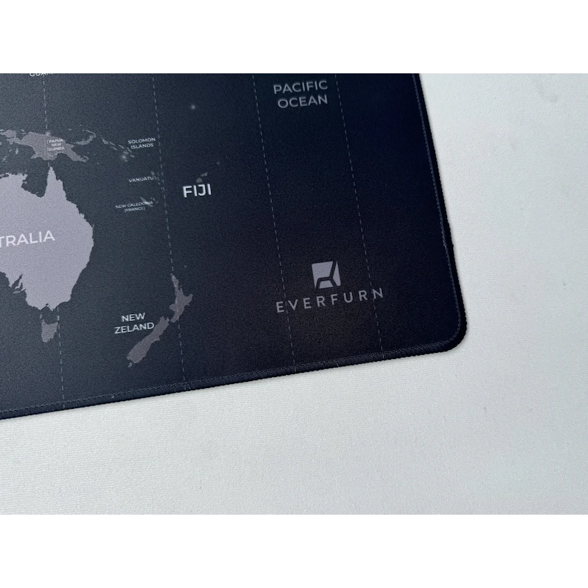 Everfurn Desk Mat - World Map - Large - Black - Non-Slip