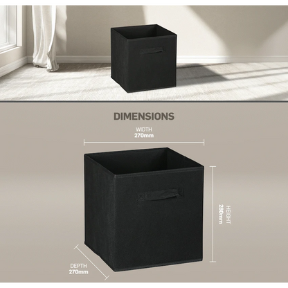 Everfurn Storeman Black, Collapsible Fabric Organiser Storage Basket - 10 Pack