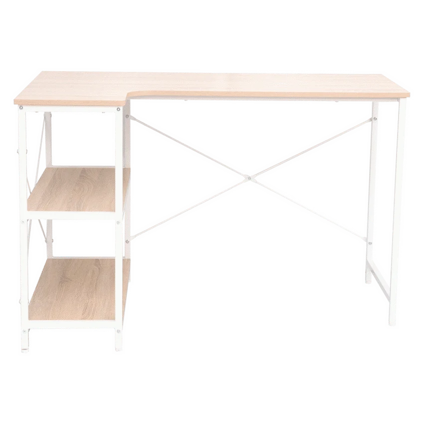 Everfurn Anthony Work Desk - Light Oak and White Frame