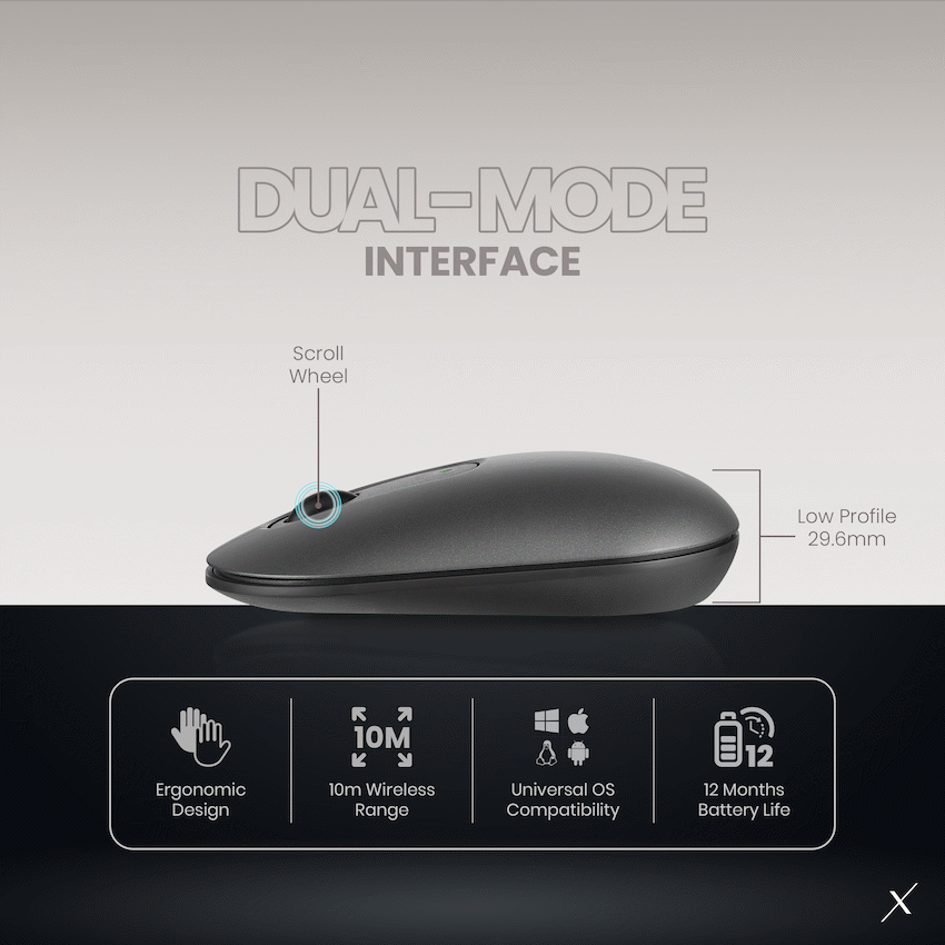 VolkanoX Lava Bluetooth Wireless Mouse - Gunmetal