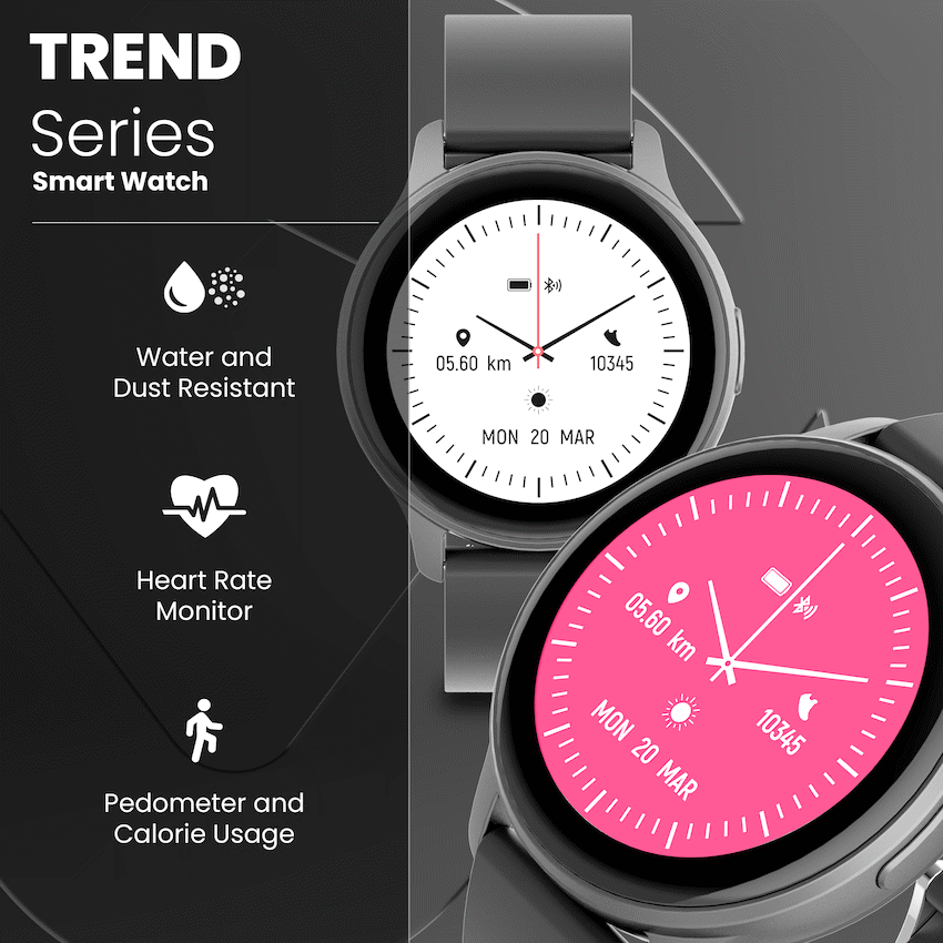 Volkano Active Tech Trend series Watch with heart rate monitor - Black