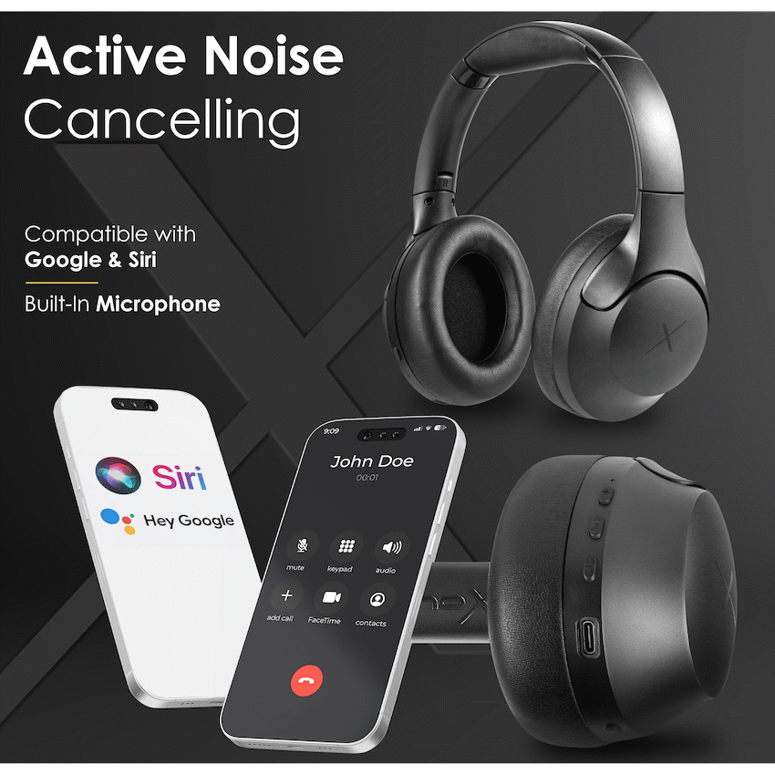 VolkanoX VXH200 Bluetooth Headphones with ANC - Black