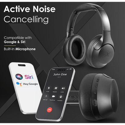 VolkanoX VXH200 Bluetooth Headphones with ANC - Black