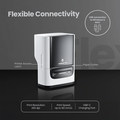 Volkano LabelPro Duo Series Thermal Dual Size Label Printer - Black and White