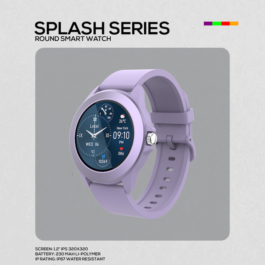 Volkano Splash Series Round Smartwatch - Purple