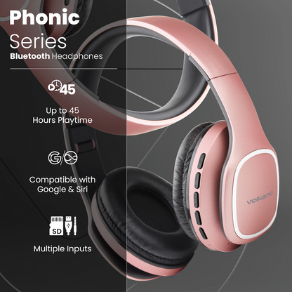 Volkano Phonic Series Bluetooth Full-Size Headphones - Rose Gold