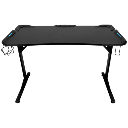 Fortress Gaming Desk with RGB Lights, Cup Holder