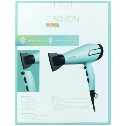 Carmen Colours 2200w DC Hairdryer