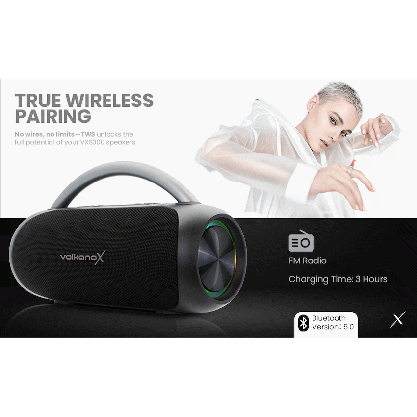 VolkanoX VXS300 Portable Bluetooth Speaker - Black