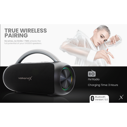 VolkanoX VXS300 Portable Bluetooth Speaker - Black