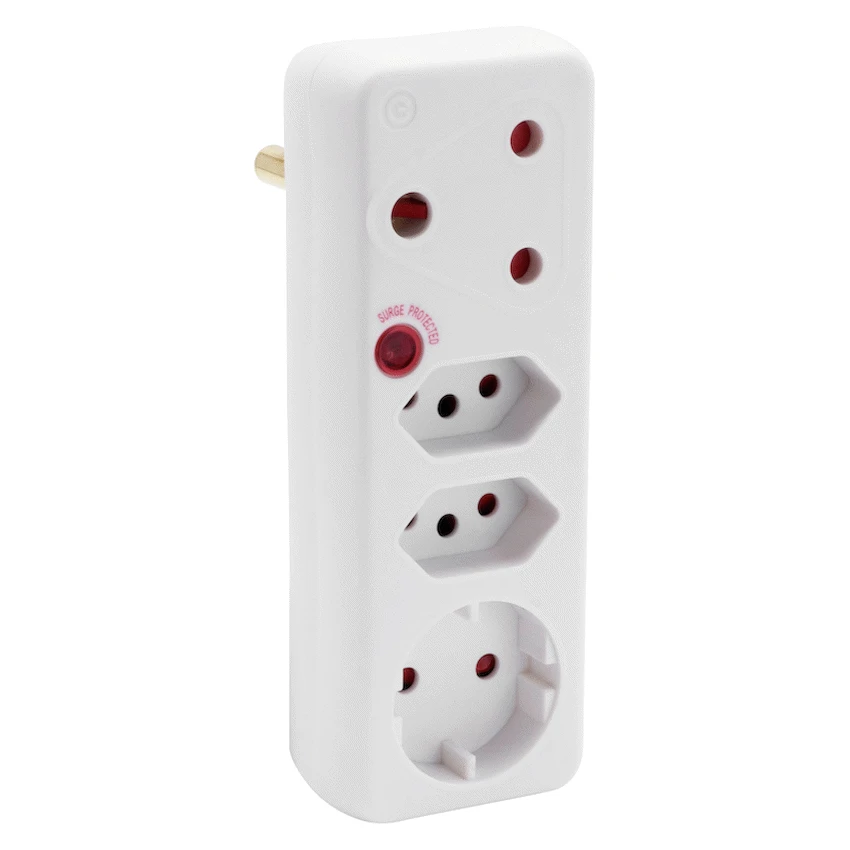 Ellies 4-Way Surge Adaptor with Schuko - WT