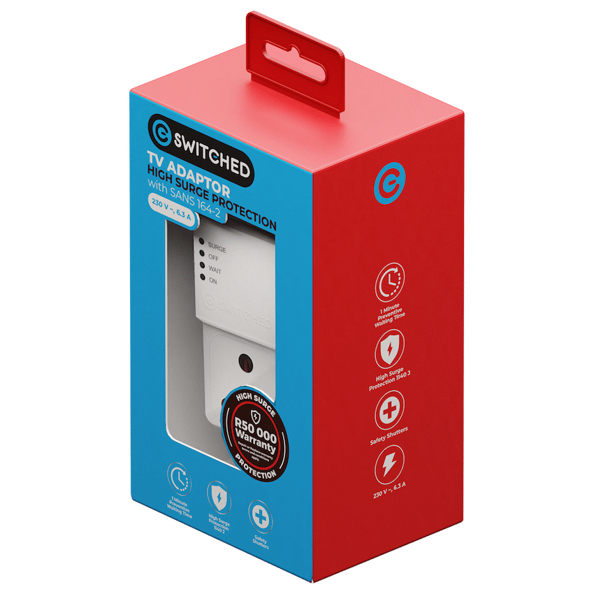 Switched 1-Way TV Surge Adaptor with SANS 164-2