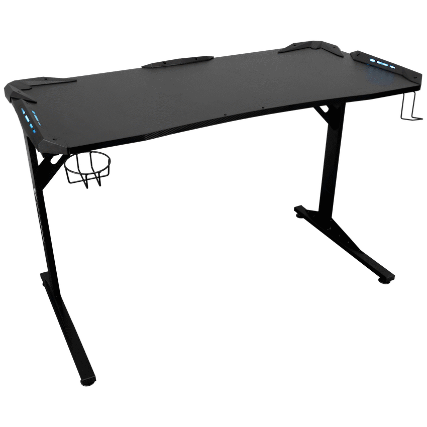 Fortress Gaming Desk with RGB Lights, Cup Holder