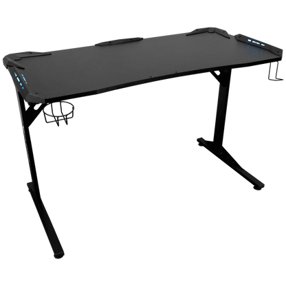 Fortress Gaming Desk with RGB Lights, Cup Holder