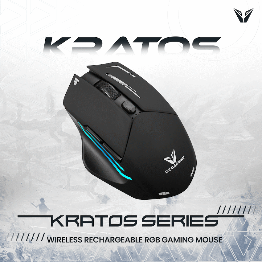 VX Gaming Kratos Series Wireless Rechargeable RGB Gaming Mouse