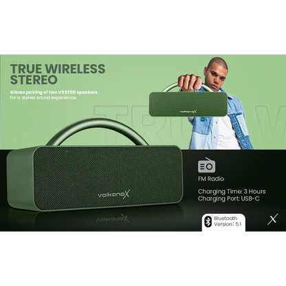 VolkanoX VXS200 Portable Bluetooth Speaker - Green