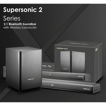 VolkanoX Supersonic 2 Series 2.1 200w Soundbar System with Wireless Subwoofer - Black