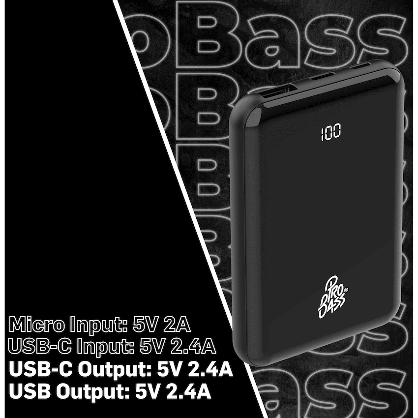 Pro Bass - ChargeMax 2 5000mAh power bank - Black