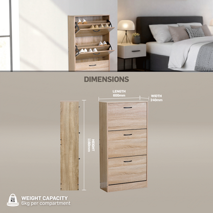 Everfurn Tamar Shoe Cabinet - Small - Oak