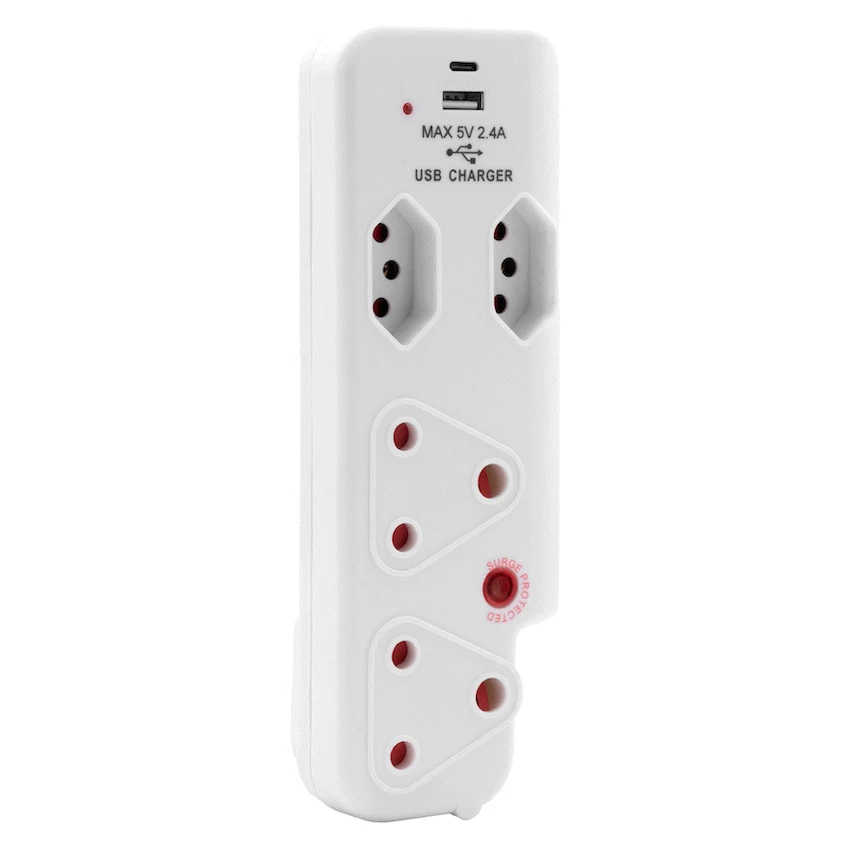 Ellies  4 Way Surge adaptor with type C + USB - WT