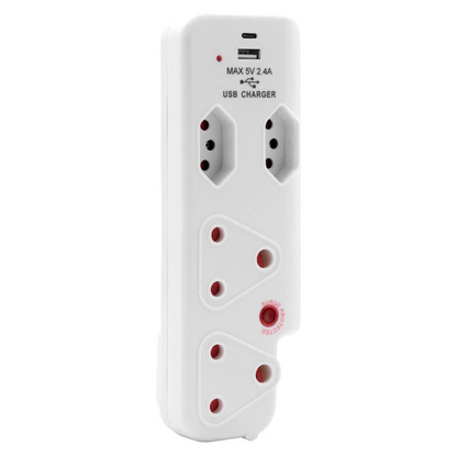 Ellies  4 Way Surge adaptor with type C + USB - WT