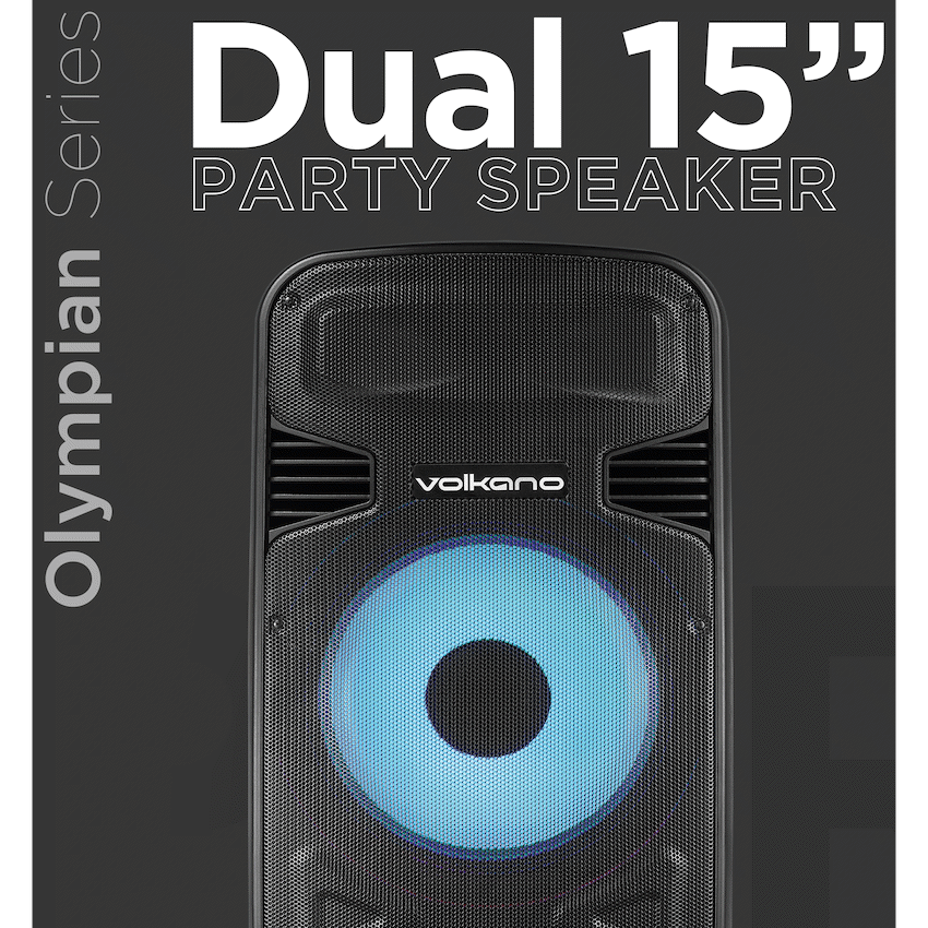 Volkano Olympian Series Dual 15" Party Speaker - Black