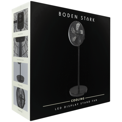 Boden Stark LED Display Stand Fan - Black