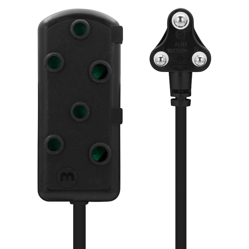 Ellies Side-by-Side Light-Duty Extension Lead - 3m - Black