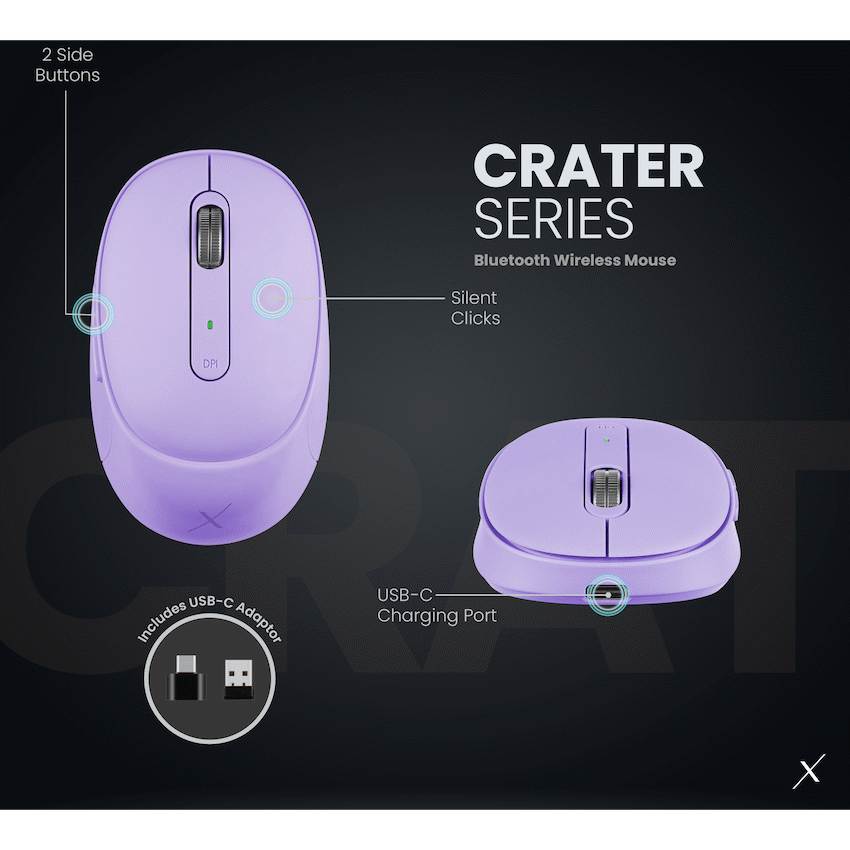 VolkanoX Crater Bluetooth Wireless Mouse - Purple