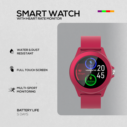 Volkano Splash Series Round Smartwatch - Red