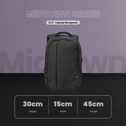 Volkano Midtown 15.6" Laptop Backpack - Black