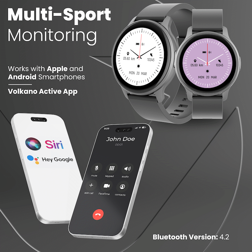 Volkano Active Tech Trend series Watch with heart rate monitor - Black