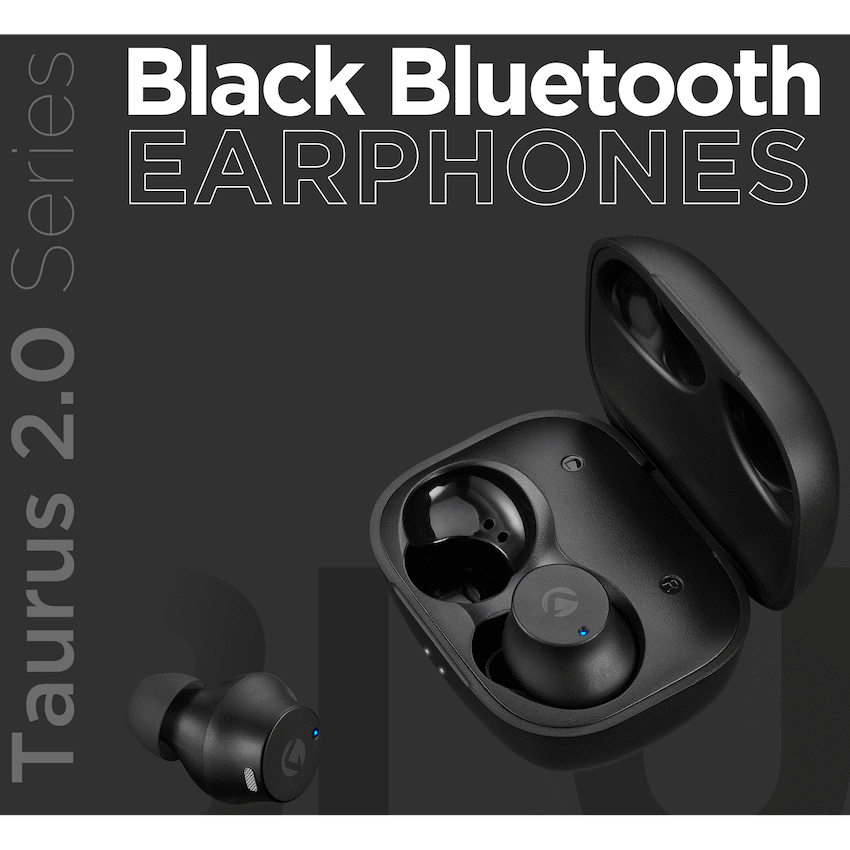 Volkano Taurus Series 2.0 True Wireless Earphones with Charging Case - Black