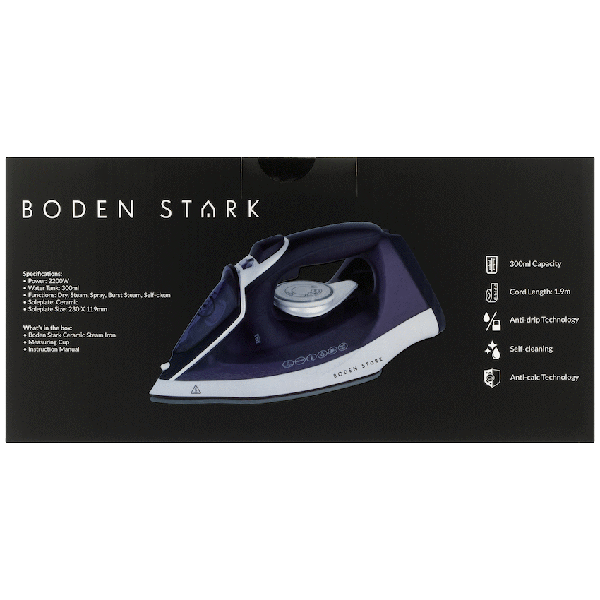 Boden Stark Ceramic Steam Iron - Purple