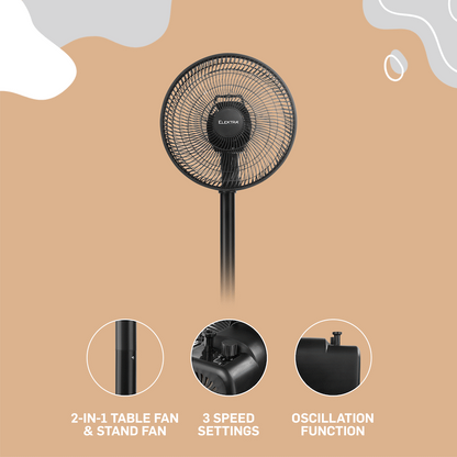 Elektra 30cm Stand Fan - Black