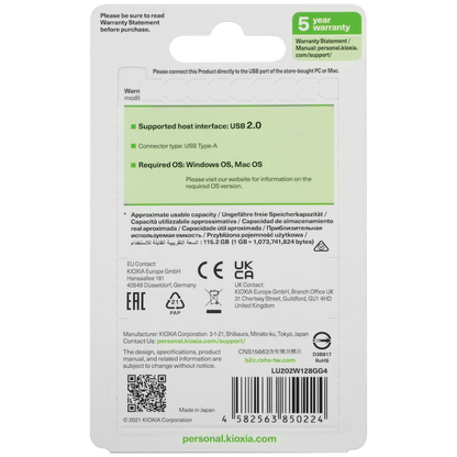 Kioxia 128GB USB 2.0-White