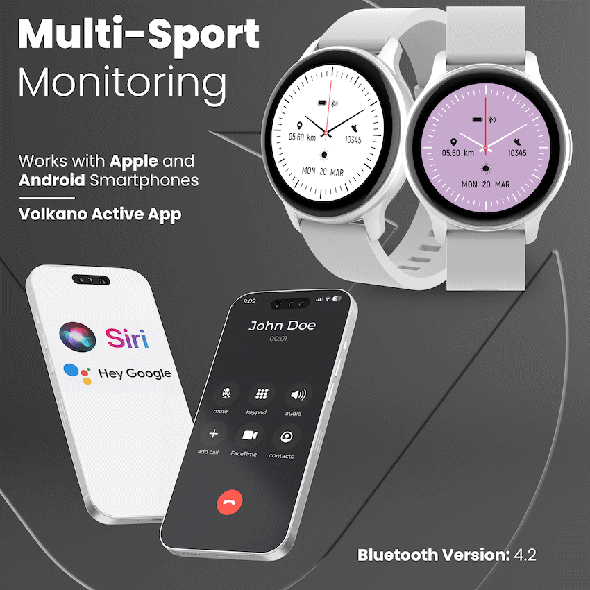 Volkano Active Tech Trend series Watch with heart rate monitor - Silver