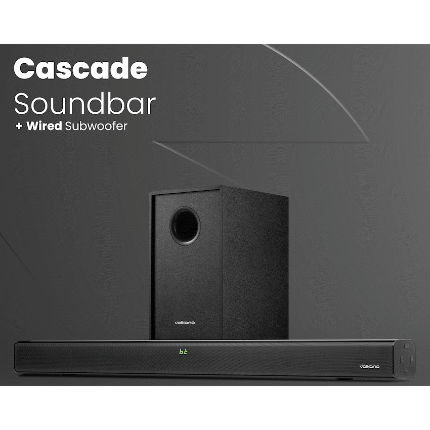 Volkano Cascade 50w Soundbar + Wired Subwoofer - Black