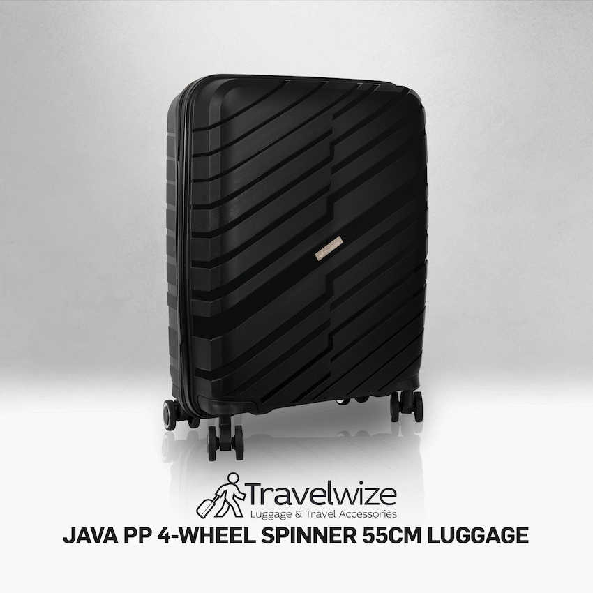 Travelwize Java PP 4-Wheel Spinner 55cm Luggage - Black
