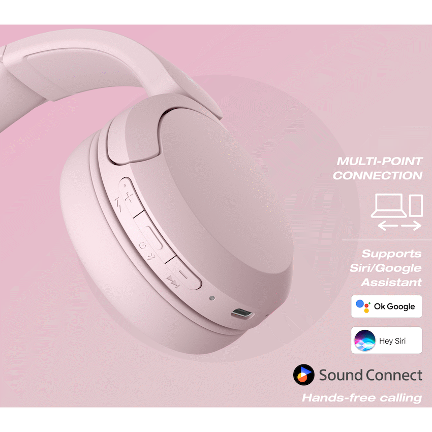 Sony WH-CH520 (Pink) Bluetooth On-Ear Headphones