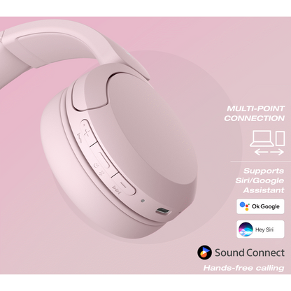 Sony WH-CH520 (Pink) Bluetooth On-Ear Headphones