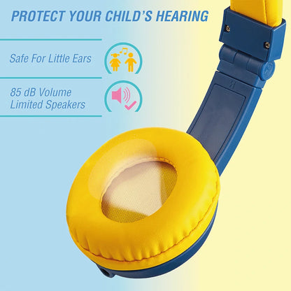 Volkano Sidekick Series Wired Kiddies Headphones with Share Port - Yellow/Blue