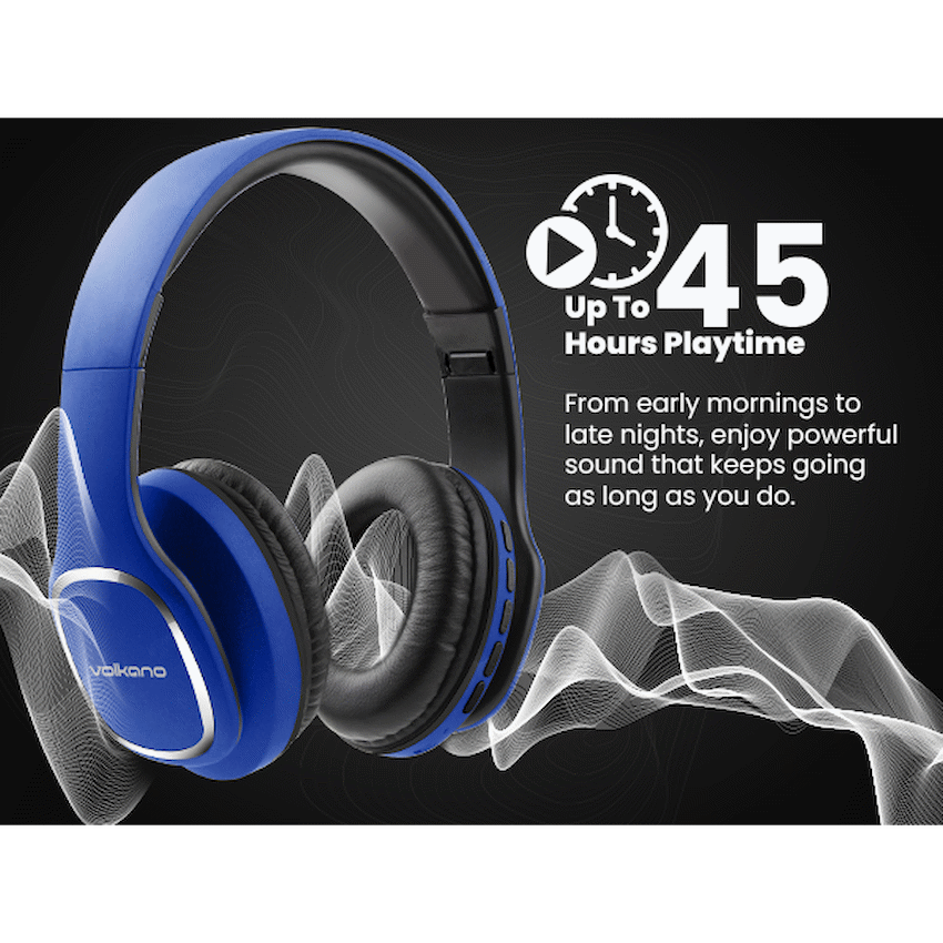 Volkano Phonic Series Bluetooth Full Size Headphones - Blue