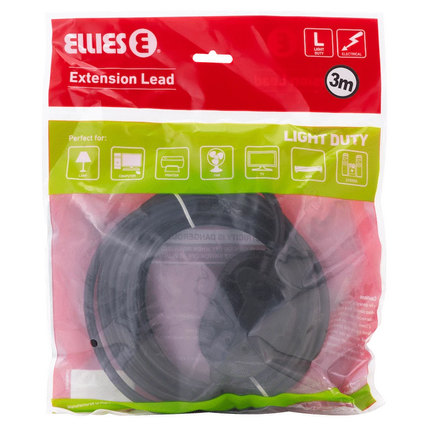 Ellies Back-to-Back Light-Duty Extension Lead - 3m