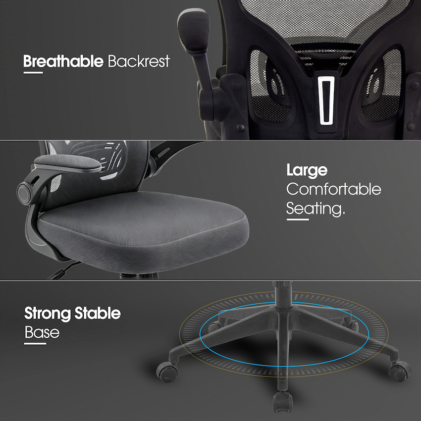 Everfurn Stagio Ergo Office Chair - High Back - Grey