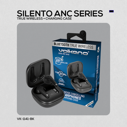 Volkano Silento ANC Series True Wireless + Charging Case - Black