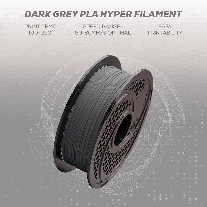 SA Filament PLA Hyper Filament 1kg - Dark Grey