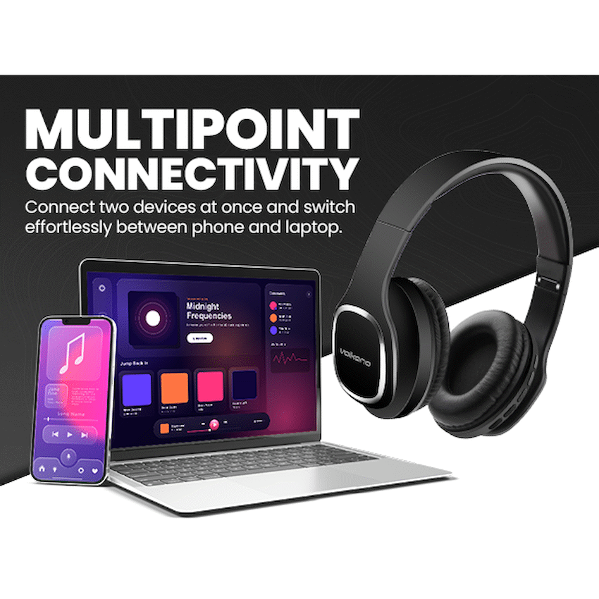 Volkano Phonic Series Bluetooth Full Size Headphones - Black