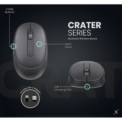VolkanoX Crater Bluetooth Wireless Mouse - Graphite